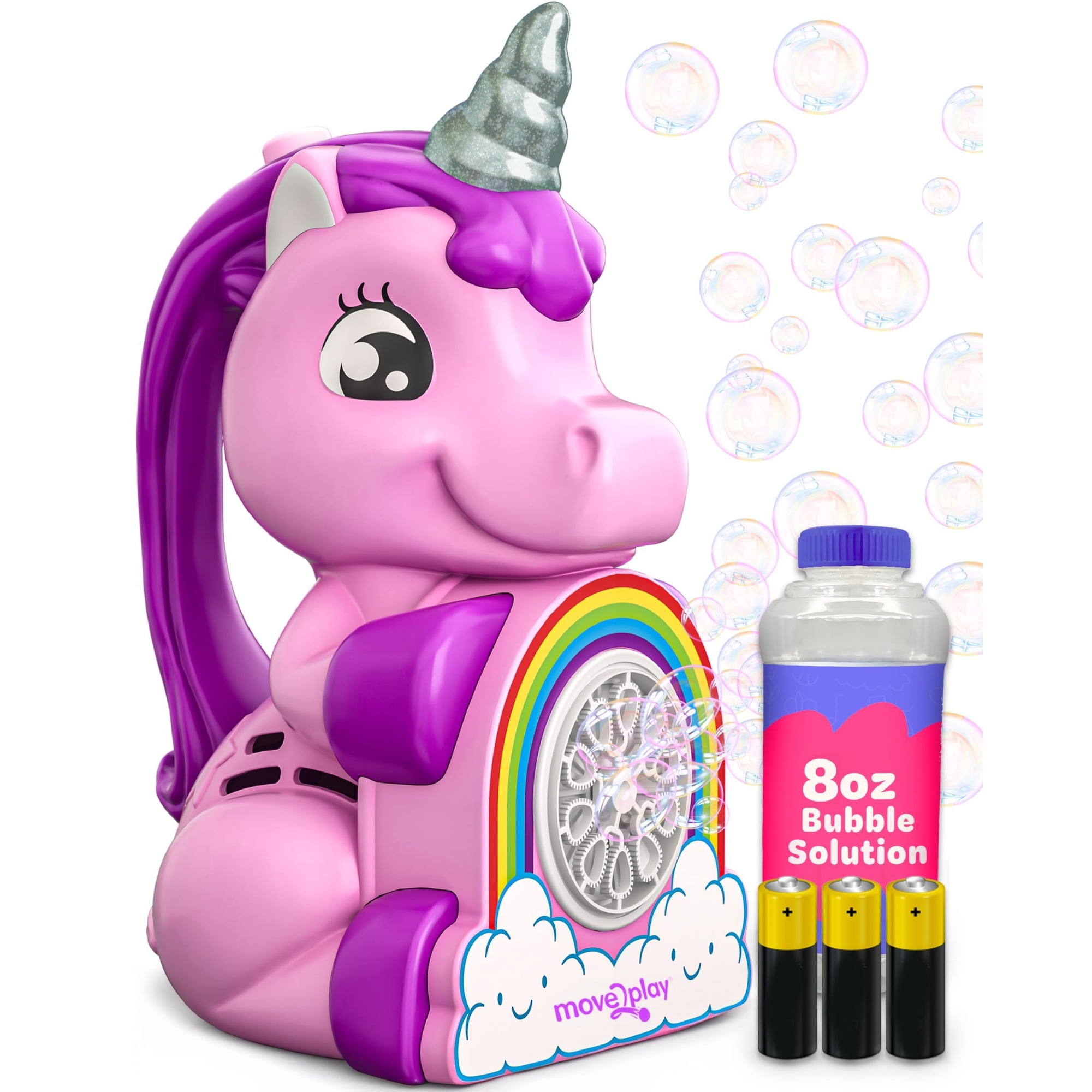 Máquina De Burbujas Move2play Unicorn Con Solución De 240 Ml Durante 2 Años