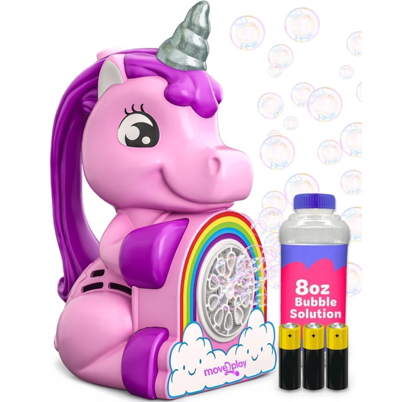 Máquina de burbujas Move2Play Unicorn con solución de 240 ml durante 2 años