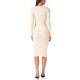 thumbnail image 3 of INSPIRE CHIC Vestido de punto para mujer, mangas largas, color sólido, cuello en V, botones, vestido ajustado M Apricot, 3 of 6