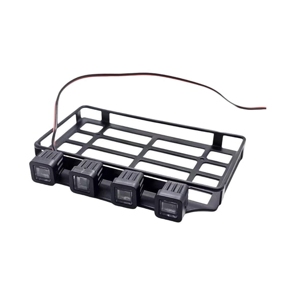 Portaequipajes de techo RC, portaequipajes de metal ligero y resistente, accesorio para coche RC para 1/12 RC Crawler Car, piezas de actualización DIY luz cuadrada