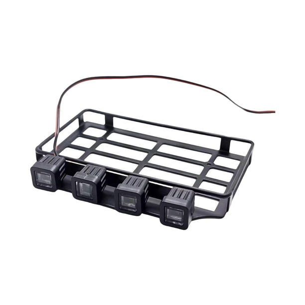 Portaequipajes de techo RC, portaequipajes de metal ligero y resistente, accesorio para coche RC para 1/12 RC Crawler Car, piezas de actualización DIY luz cuadrada