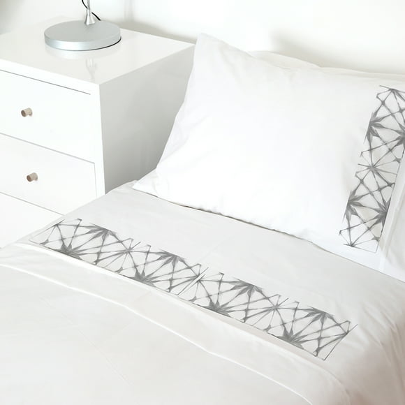 Juego De Sábanas 1,5 Pl Shibori Gris