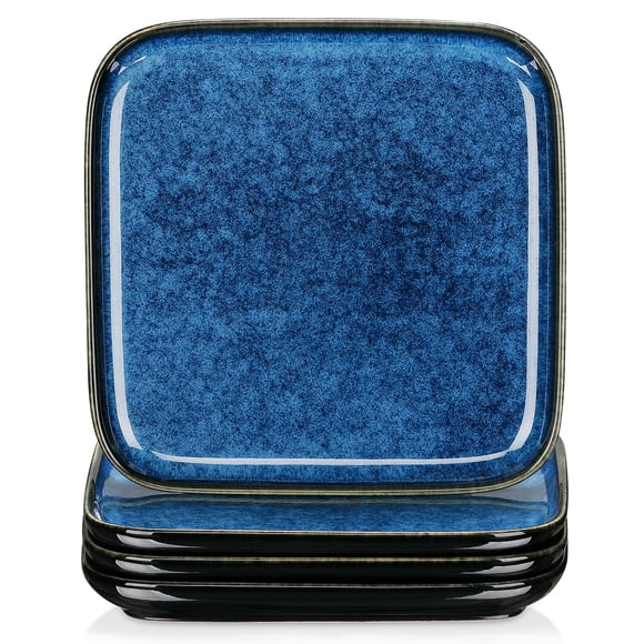 Platos de cena Vancasso 19 cm azul, paquete de 4, con esmalte reactivo