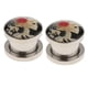 thumbnail image 1 of 2 Piezas Gótico Rojo Rosa Calavera Tapones Para Los Oídos Túneles Expansores Regalos De Halloween 10 Mm, 1 of 5