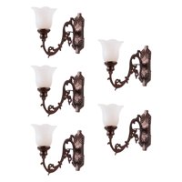 Magideal - 5 Uds Modelo Colgante Lámpara De Pared De Ferrocarril Cálido 1:87 3V/12V Luces En Miniatura Para Parque Paisaje Arquitectura Modelo Jardín De H , Bronce