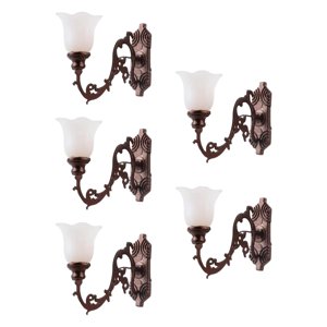 Magideal - 5 Uds Modelo Colgante Lámpara De Pared De Ferrocarril Cálido 1:87 3V/12V Luces En Miniatura Para Parque Paisaje Arquitectura Modelo Jardín De H , Bronce