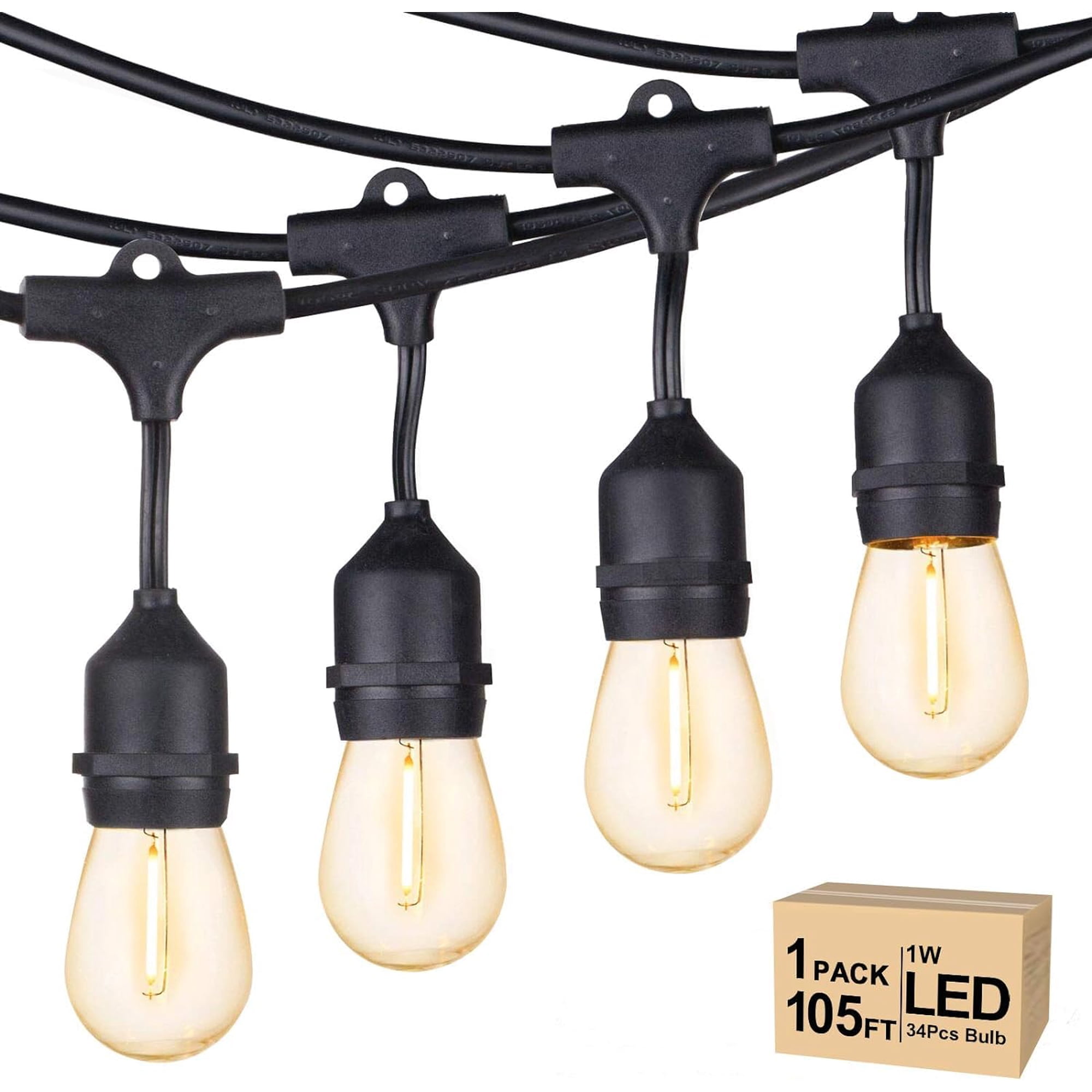 Luces De Guirnalda Para Exterior Svater 105 Pies, 32 Bombillas, Impermeables