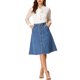 thumbnail image 2 of INSPIRE CHIC Falda de Mezclilla para Mujer Vuelta al Colegio Dobladillo Crudo Botones Abajo Línea A Midi Faldas de Jeans Azul S, 2 of 8