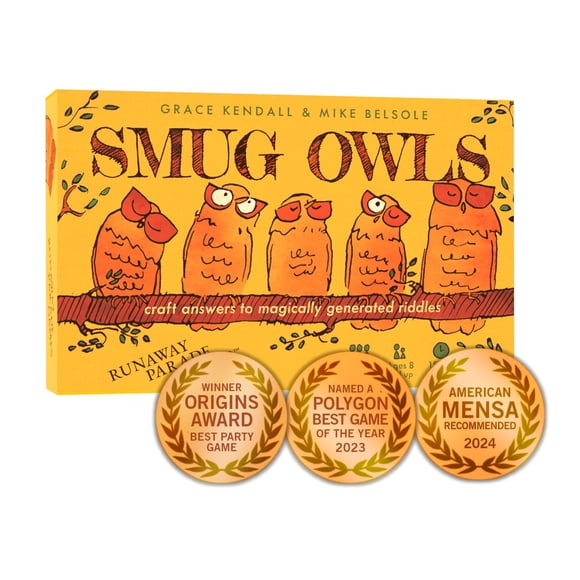 Juego de cartas Smug Owls Riddle Resolving Party para niños y adultos mayores de 8 años