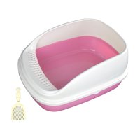 Ioensy - Bandeja De Arena Para Gatos Abierta, Caja De Arena Para Gatos Elevada, Bandeja De Arena Para Mascotas Antisalpicaduras, Rosa, Grande