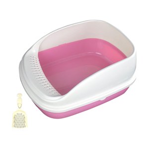 Ioensy - Bandeja De Arena Para Gatos Abierta, Caja De Arena Para Gatos Elevada, Bandeja De Arena Para Mascotas Antisalpicaduras, Rosa, Grande