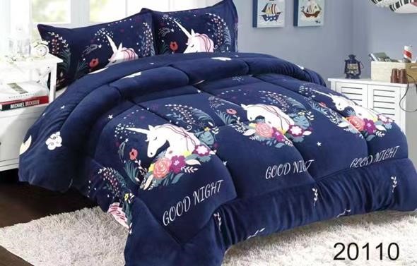 Aladdins Shop - Cobertor De Invierno De Plush Y Chiporro 1,5 Plaza Azul Unicornio