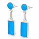 thumbnail image 2 of Aros Turquesa Rectangular Plata 950 Tornillo Mariposa Colgantes Mujer Elegantes Piedra azul., 2 of 3