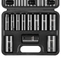 Juego De Enchufes De Impacto Vevor 3/8 Drive, 11 Piezas De Profundidad Sae 8-24 Mm