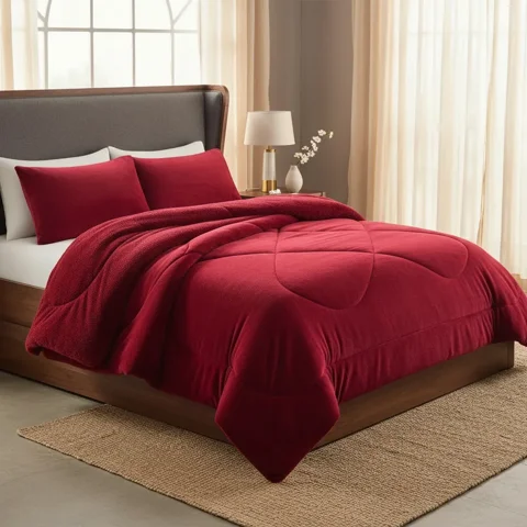Casadeliacl - Cobertor Cubrecama Con Chiporro 2 Plazas Burdeo Liso
