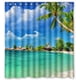 thumbnail image 1 of Cortina de ducha de verano con diseño de palmeras, mar azul y sol, con ganchos, tamaño 60 x 72 pulgadas, 1 of 3
