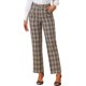 thumbnail image 1 of INSPIRE CHIC Pantalones Largos Rectos de Mujer con Cintura Elástica a Cuadros, Botón y Cremallera XL Beige Negro, 1 of 6