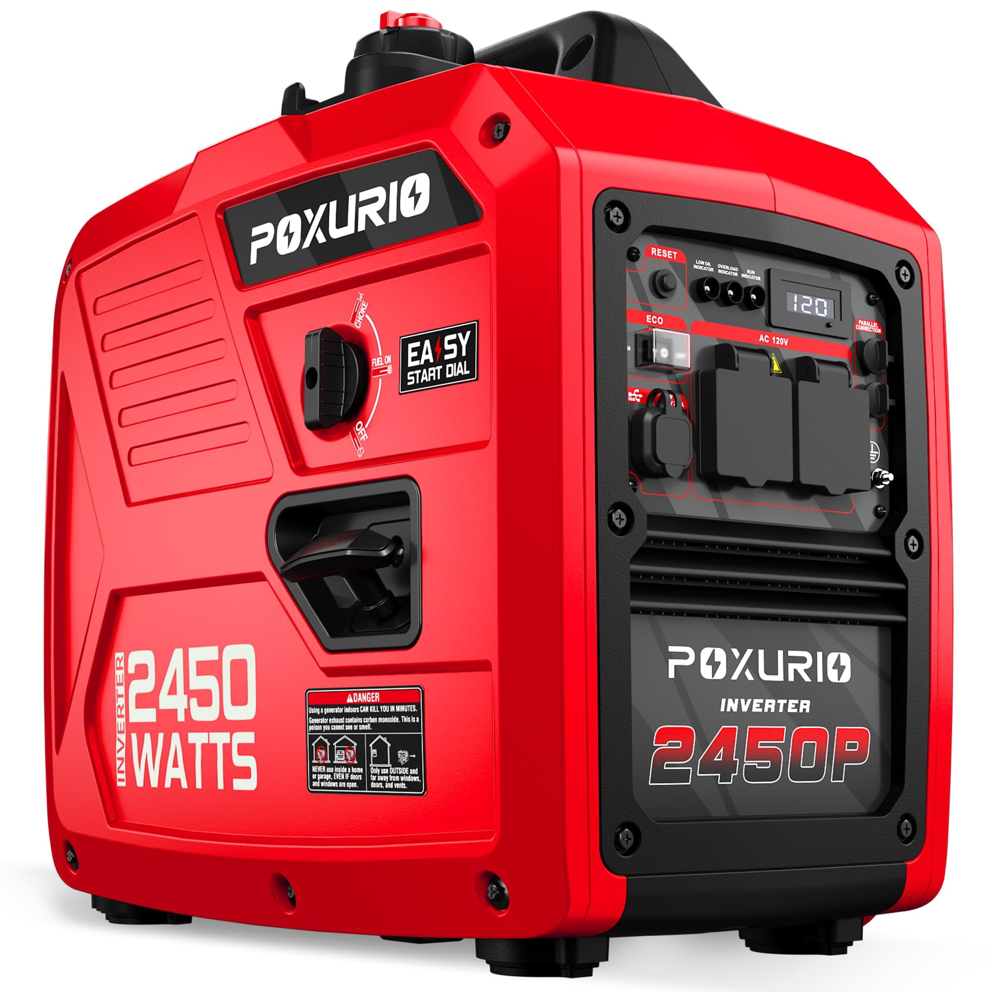 Generador Inversor Poxurio 2450w 120v Con Tanque De Gas De 6l