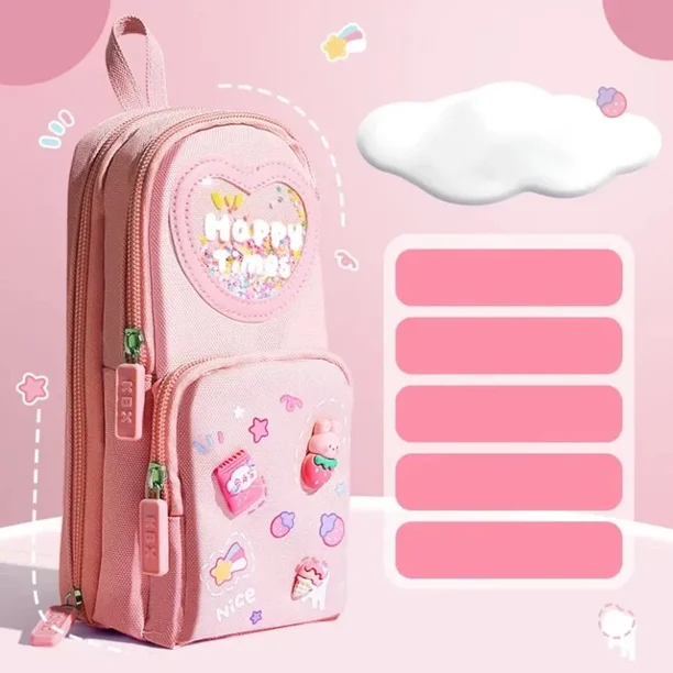 Kawaii Portable schoolbag Pencil Cases Capacity Canvas Pencil Bag Pouch Holder Box for Girls Student Stationery School Supplies