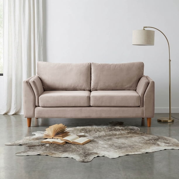 Sofá Milan 2C Con Resortes Pocket Tela Velvet Beige