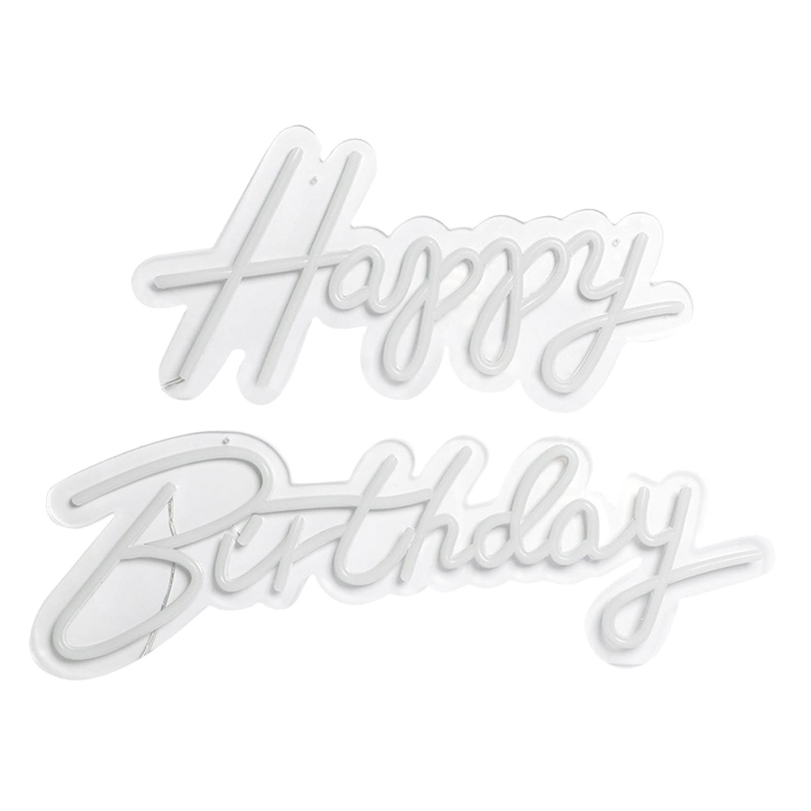 Magideal - Letrero De Neón De Feliz Cumpleaños, Lámpara Led De Neón, Lámpara De Pancarta, Fácil De Instalar, Palabras Separadas Blancas Para Bar, Club, Hogar,