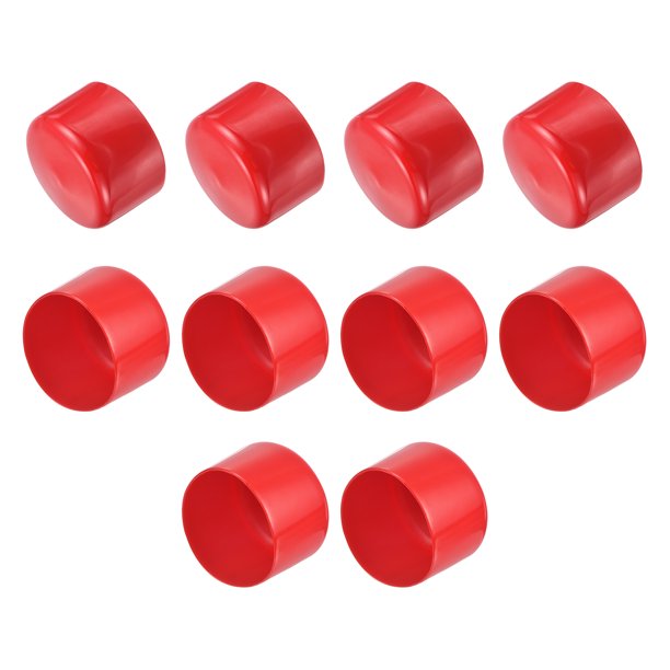 Uxcell 10 piezas Tapas de Goma 60mm ID Cubierta de Tapón de Tubo Redondo de Vinilo Protectores de Rosca Rojos