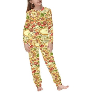 Milsleep - Conjunto De Pijama Estampado Con Fondo De Pizza Para Niños Y Niñas