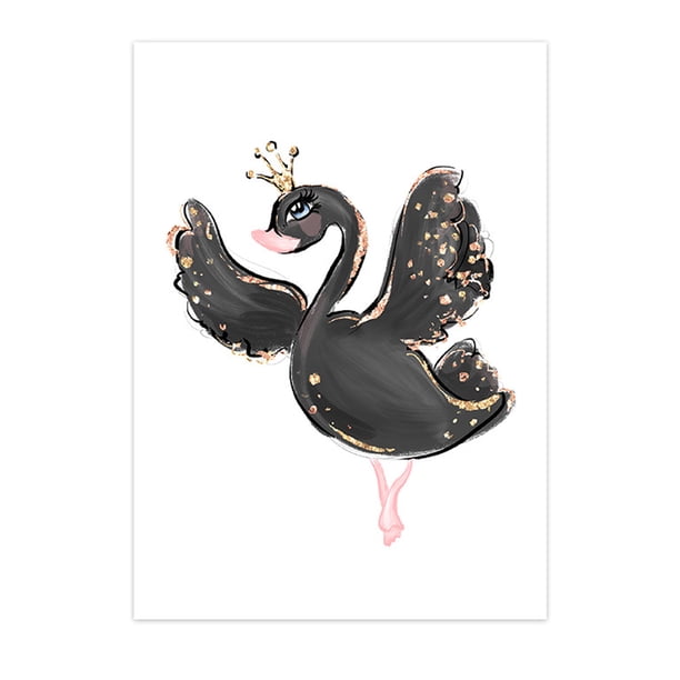 Póster nórdico de princesa de ballet para guardería, unicornio, arte de pared, pintura en lienzo, cisne, imágenes de pared para habitación infantil.