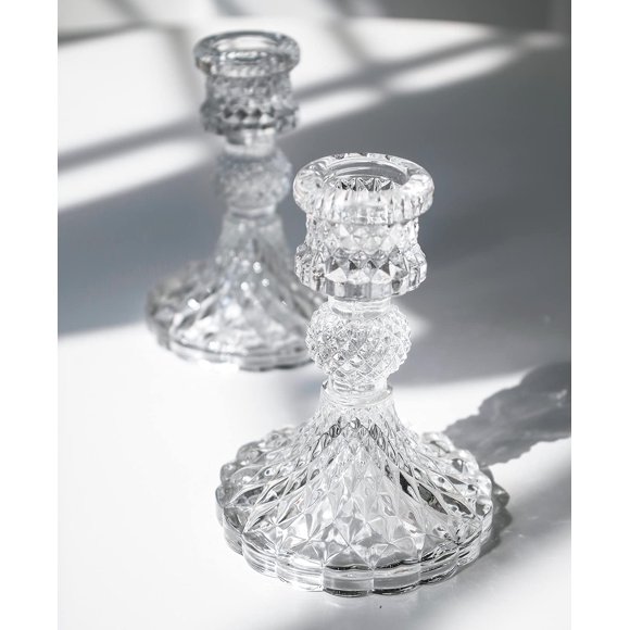 Portavelas de Cristal Transparente NC 10 cm – Juego de 2