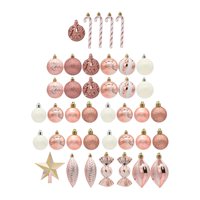 Magideal - Juego De 40 Uds De Adornos De Bolas De Navidad, Decoración Navideña, Gotas Colgantes, Adornos Colgantes Para Árbol De Navidad, Guirnalda Para Festival Oro Rosa