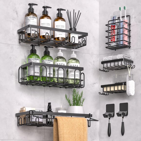 Carrito de ducha DTUQYX, paquete de 9 unidades, acero inoxidable, negro