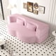 thumbnail image 2 of Modern Floor Sofa with 2 Pillows,Convertible Teddy Fabric Foam-Filled Sleeper Sofa Bed,15" Full Size Folding Mattress for Living Room,Guest Bed,Playroom,no assembly required,Pink(Old Sku W1885P230384), 2 of 3