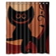 thumbnail image 1 of Cortina de ducha con diseño de gato negro, luna y árbol de Halloween, con ganchos, tamaño 60 x 72 pulgadas, 1 of 3