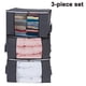 thumbnail image 1 of Bolsas de almacenamiento de ropa (paquete de 3), organizadores de gran capacidad para mantas, edredones, ropa de cama y ropa. Plegables, de tela de 3 capas, con cremallera n.° 5, asa reforzada y, 1 of 8