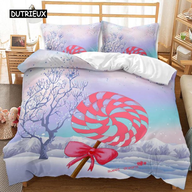 x1112 Bed SheetsFestival Duvet Cover Set Valentine's Day Print Bedding Set Couple Romantic Polyester Quilt Cover for Lover Full Size 3-Piece Bedding Set (1 Duvet Cover + 2 Pillow Shams) nj1112