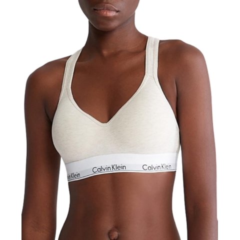 Bralette Calvin Klein, Moderno, De Algodón, Ligeramente Forrado, Avena