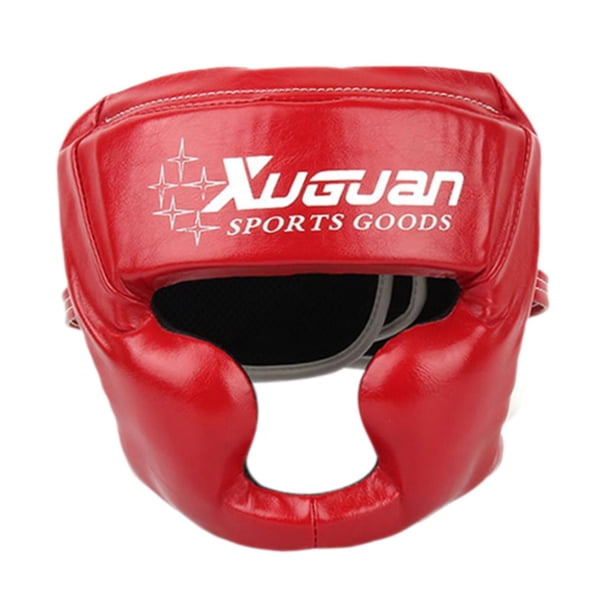 Boxing Totecear Face Cover Ajustable Ajustable El engranaje espesante en espesor de la frente y la protección de la oreja para el muay de kickboxing Rojo