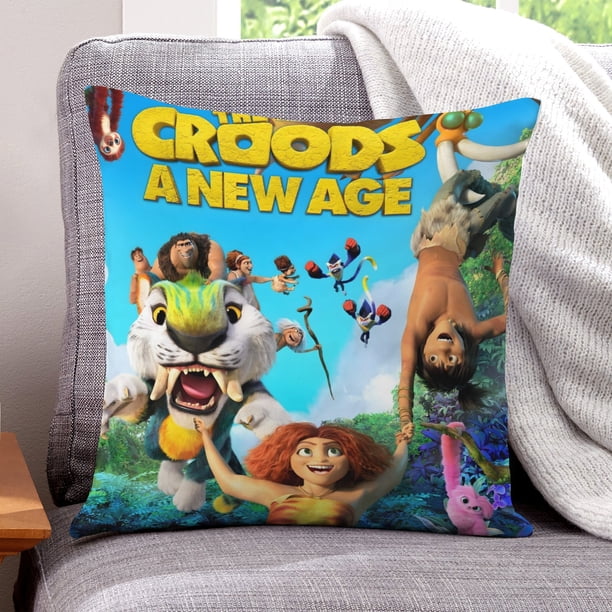 Los Croods Fundas de almohada de terciopelo con tema, regalos de funda de almohada, decoración para el hogar, cojín de lanzar, regalo de cumpleaños para fans y parejas.50*50cm.