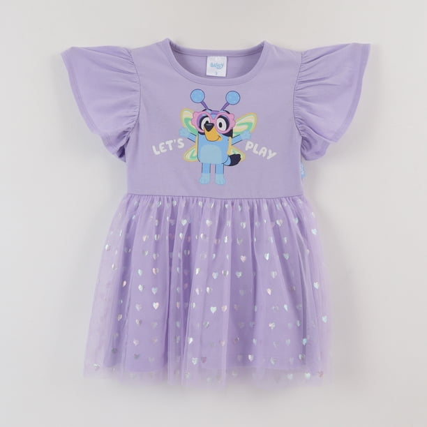 Vestido Manga Vuelos Niña Lila Lets Play Bluey