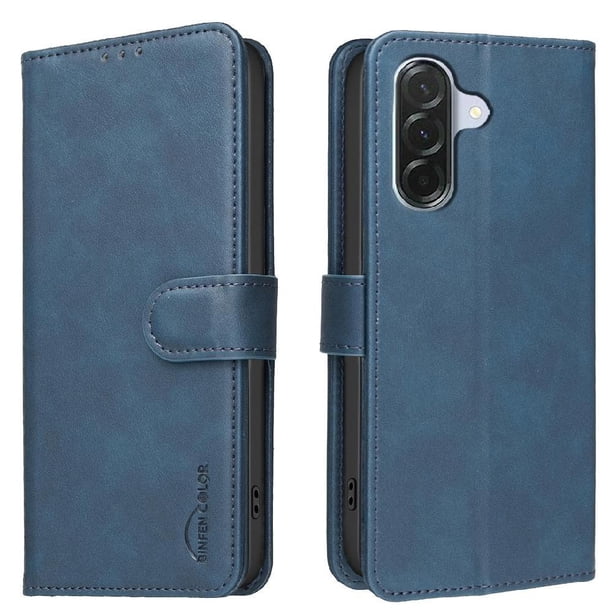 Funda Billetera para Samsung Galaxy A55 Protección RFID y Soporte Ajustable Azul