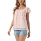 thumbnail image 4 of INSPIRE CHIC Blusa Floral de Mujer para el Día de San Valentín, Cuello Cuadrado Casual de Verano, Camisa de Chifón con Volantes y Mangas Cortas L Rosa Pálido, 4 of 6