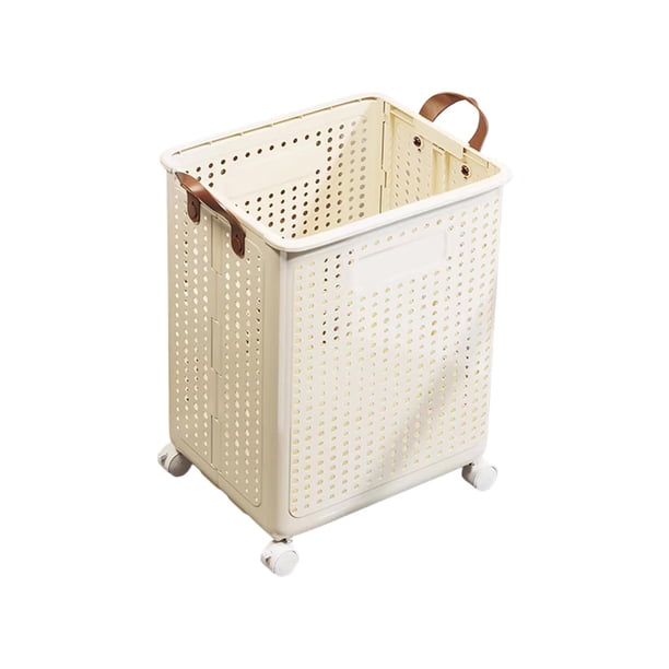 Cesto de ropa sucia con ruedas, bolsa de compras con 4 ruedas, cesta de baño, organizador portátil de artículos diversos, bolsas de supermercado para beige