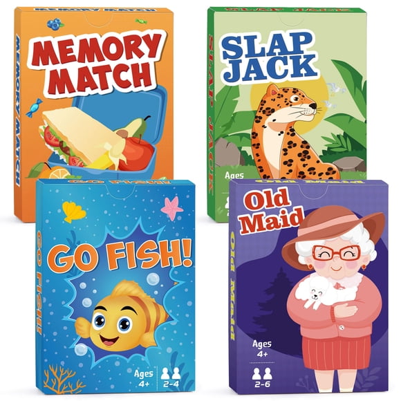 Juegos de cartas Timenued Go Fish, Old Maid, Slap Jack y Memory Match