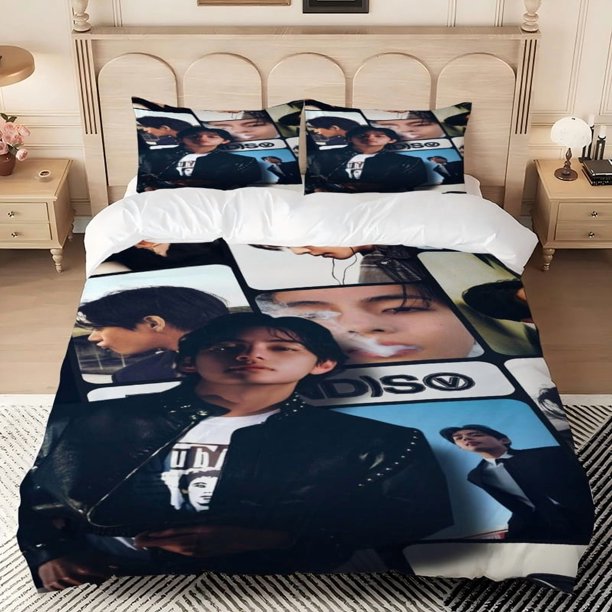3pcs KTH-V Fashion Male Star Theme Printed Bedding Set Polyester Wear-Resistant Wrinkle-Free & Light -Friendly