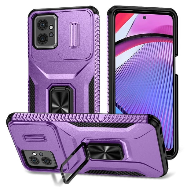 Funda Armada para Motorola Moto G Power 2023 con Tapa Deslizante y Soporte Magnético Giratorio Morado