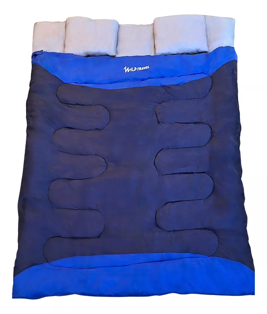 Genérico - Saco De Dormir Dos Plazas Doble Wild Travel -5º +15º 3600G Azul
