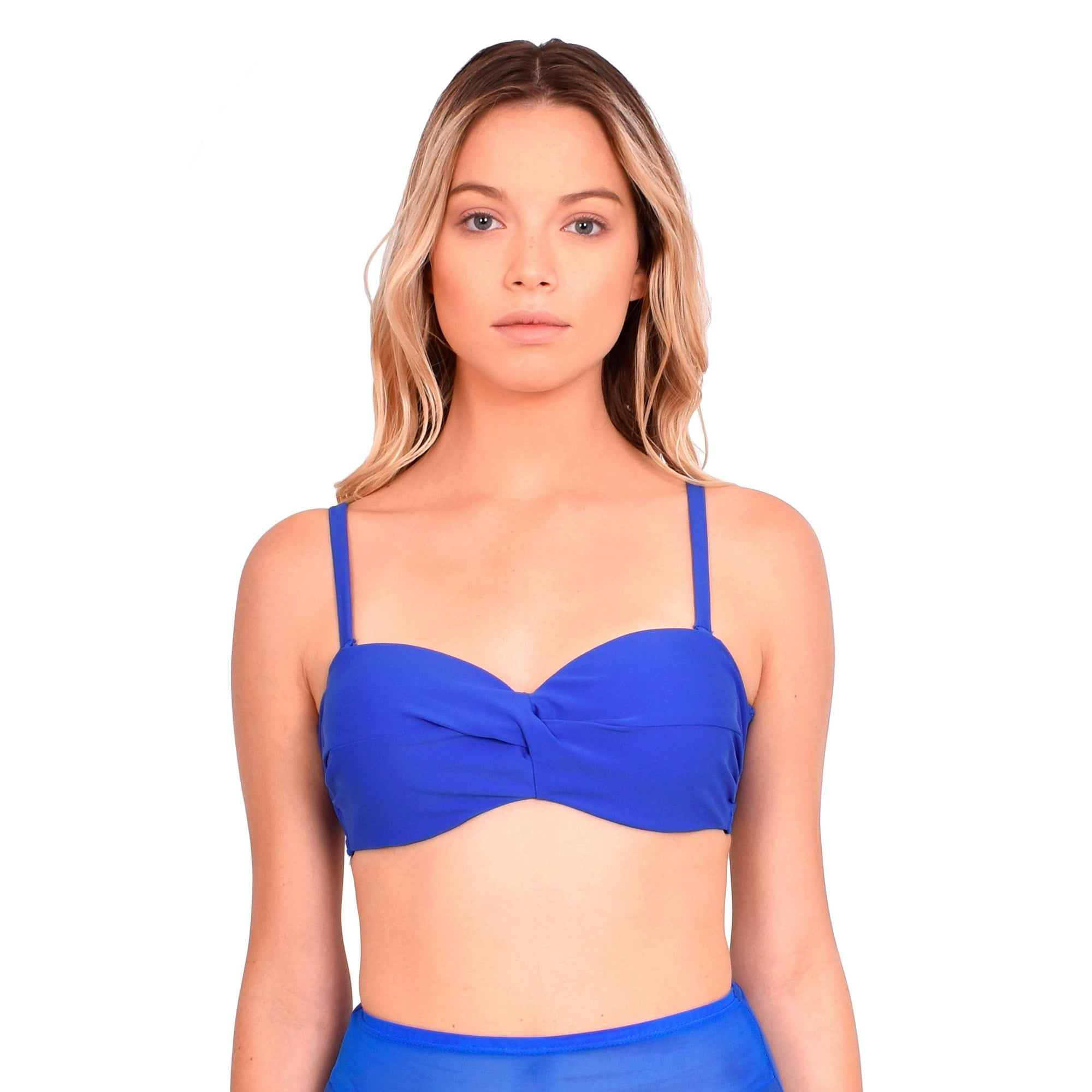 Samia - Bikini Estilo Sostén Strapless Color Azul S