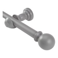 Metalhsa - Set Barra Para Cortina Simple 25 Mm De Madera 2,00 Mt Color Gris Terminal Bola