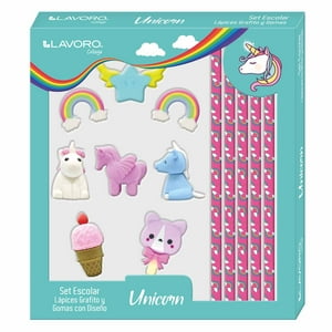 Set Regalo Escolar Lapices Grafito Y Gomas Lavoro