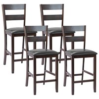 Juego De 4 Taburetes De Bar Costway, Altura De Mostrador De 64 Cm Con Asiento Acolchado